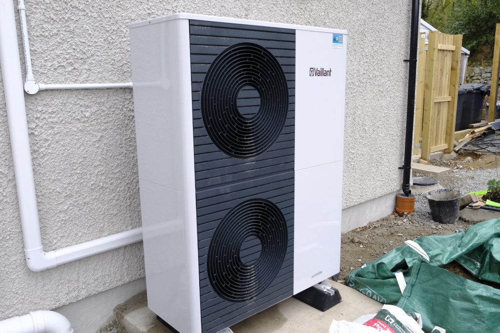 Air source heat pump installed by Menai Heating in Menai Bridge Cricket Club