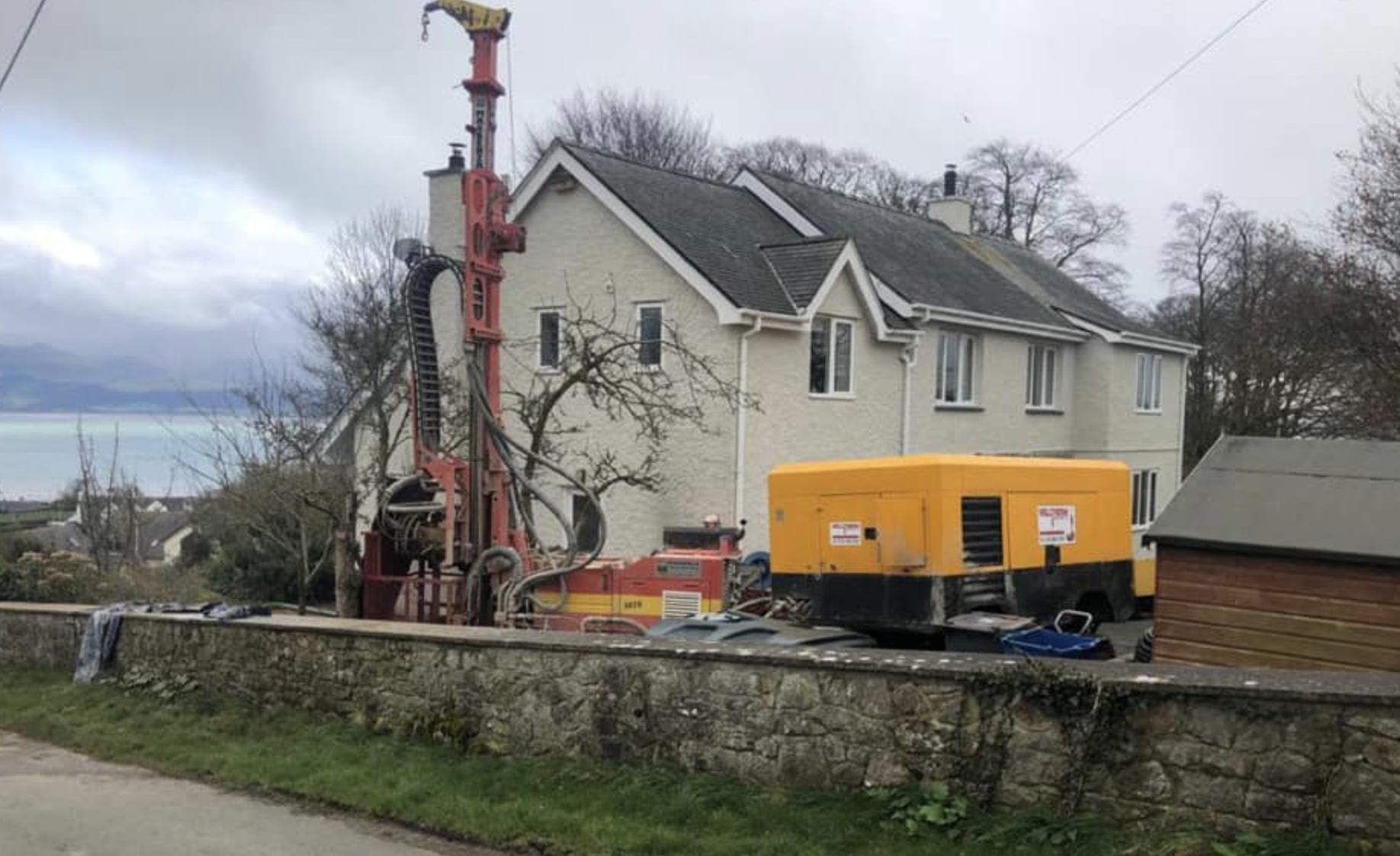 Ground source heat pump being installed by Menai