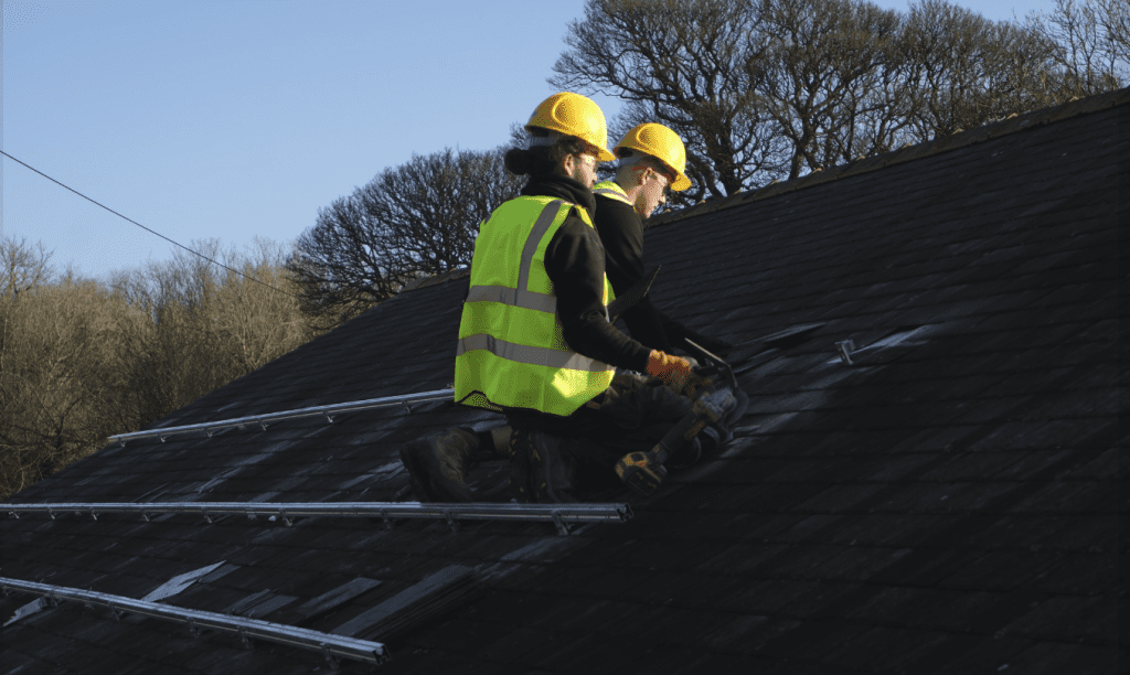 Menai solar installers on the roof during an installation